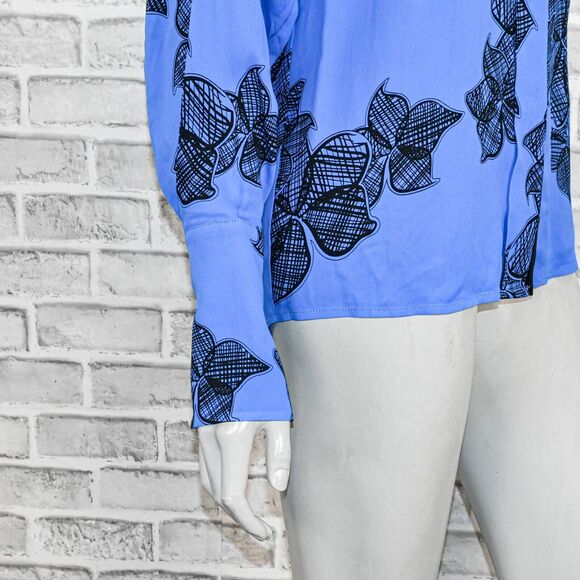 REISS Women's Harris Floral Print Blouse in Blue Size 4 oversize Drapey fit - Picture 13 of 14